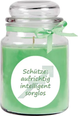Produktbild von HS Candle "Sternzeichen" Duftkerze Kokos im Bonbonglas ( Schütze ) - viele Motive zur Auswahl, 500g - Brenndauer bis zu 110 Std - Sagittarius