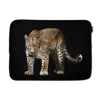 Produktbild von MuchoWow® Laptop Hülle 13 Zoll Leopard - Wild - Schwarz Laptoptasche - Laptophülle - Sleeve - Rundumschutz