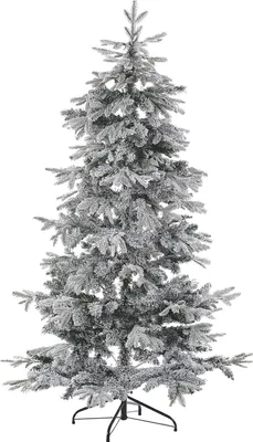 Obrázek produktu pro BELIANI Bílý umělý vánoční stromek 210 cm, zasněžený, černý kovový vánoční stojan