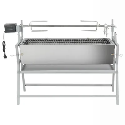 Image de vidaXL Barbecue BBQ avec tournebroche Fer et acier inoxydable
