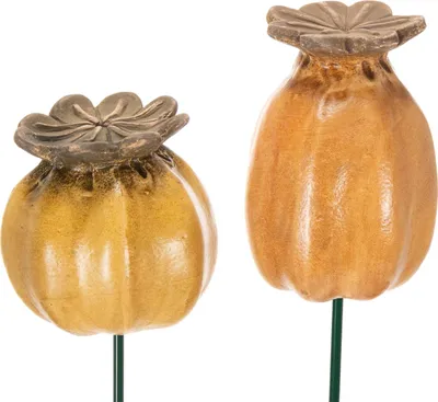 Produktbild von Gartenstecker Mohnkapsel Dekoration für Beete und Balkon, 2 Stück