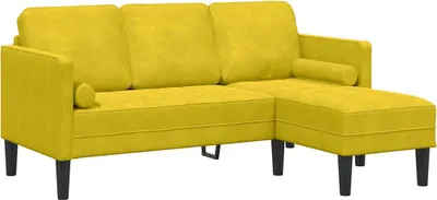 Produktbild von vidaXL Sofa Set mit Kissen Gelb Polyester