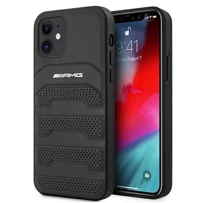 Obrázok produktu pre Kožené puzdro Amg Debossed Lines Na Iphone 12 Mini - Čierne