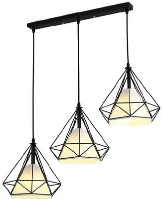 Obrázok produktu pre Závesná lampa Diamond, čierna, 3xE27x60W, kov, rozmery: 100x20x20 cm, IP20, Abigali