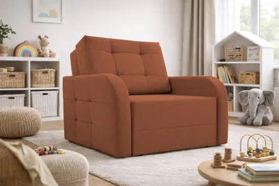 Produktbild von MOEBLO Schlafsessel PORTO 80 – Sofa Sessel Jugendsofa Schlafsofa 1-Sitzer Gästebett mit Schlaffunktion und Bettkasten Kindersofa (BxHxT): 101x90x100 cm - Orange (BRAGI 42)