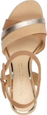 Produktbild von MARCO TOZZI Damen Sandalette Knöchelriemen Blockabsatz samtig Vegan 2-28323-42, Größe:39 EU, Farbe:Braun