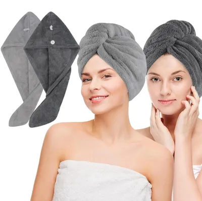 Image de Serviettes en microfibre pour cheveux, idéales pour un séchage rapide, lot de 2