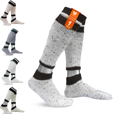 Produktbild von 2-teilig Loferl Trachtensocken Trachten strümpfe Wadenwärmer Hellbeige/meliert, Größe:35-38
