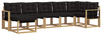 Produktbild von vidaXL Outdoor-Sofagarnitur mit Kissen 7 pcs Weiß und Schwarz