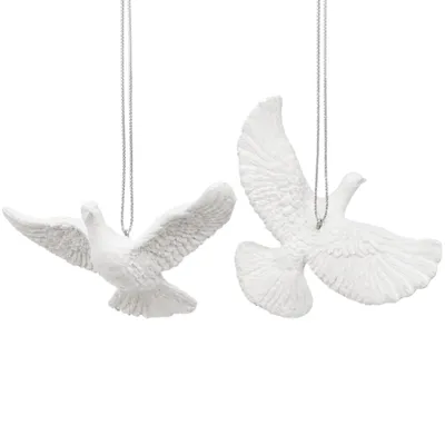 Weiße Tauben Christbaumanhänger 2er Set – Bruchsicherer Weihnachtsbaumschmuck – Weihnachtsdekoration