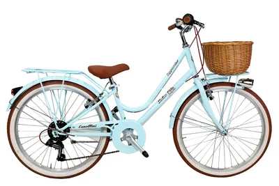 Image de Vélo pour fille Dolce Vita by Canellini CAPPUCCINO 24" 6V avec panier - Bleu clair