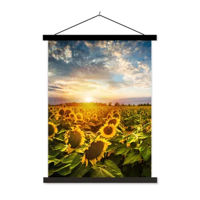 Produktbild von MuchoWow® Textilposter Blumen - Sonnenblume - Himmel 90x120 cm mit schwarzem Rahmen - Dekoration