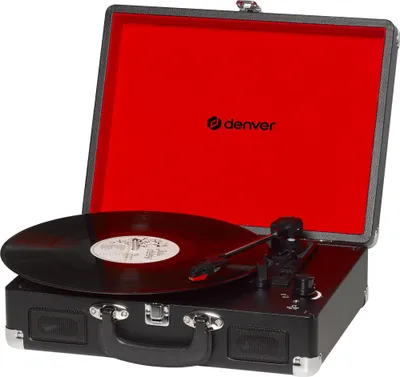 Produktbild von Denver VPL-120 USB-Plattenspieler im Koffer-Design mit eingebauten Lautsprechern