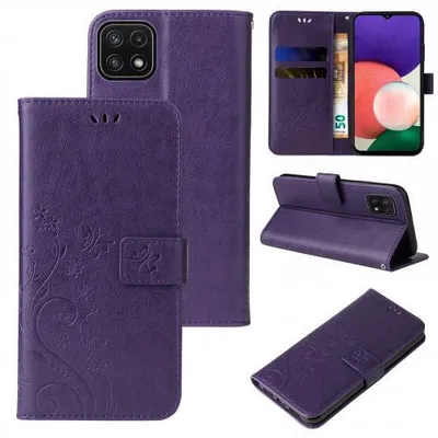 Produktbild von Kunstleder Flip-Hülle Floral für Samsung Galaxy A22 5G - Farbe: Violett - Modellkompatibilität: Für Samsung Galaxy A22 5G
