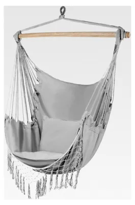 Produktbild von Hängesessel Outdoor 97 x 130 cm Grau bis 120 kg - Schaukelsessel für Außen und Innen - Hängeschaukel für Haus, Garten oder Balkon