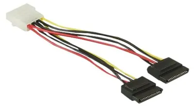 Produktbild von InLine Strom Y-Kabel intern, 1x 13,34cm (5,25") an 2x 15pol SATA, 0,20m, 0,2 m, Mehrfarbig, 18 g, 100 mm, 140 mm, 9 mm