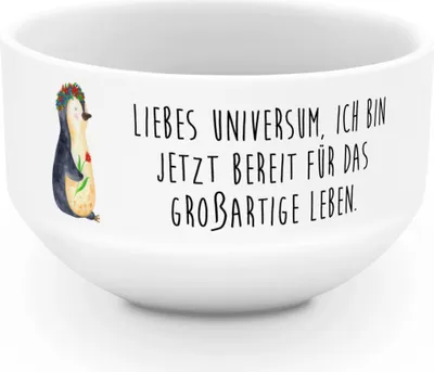 Produktbild von Mr. & Mrs. Panda schale Pinguin Blumen - Weiß - Geschenk, Wünsche, Müslischale, Pinguine, Snackschale, Universum, Positiv, Motivation, Obstschale, Schüssel