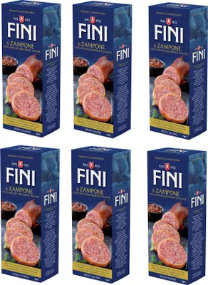 Produktbild von 6x Fini Lo Zampone 100% Italienische Spezialität Vorgekochter Zampone mit italienischem Fleisch Glutenfrei 1Kg
