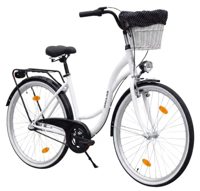 Produktbild von Dallas Bike Damenfahrrad 28 Zoll - Stahlrahmen M 18" - Weiß-Schwarz - Shimano Nexus 3-Gang - Weidenkorb