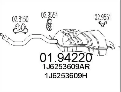 Produktbild von MTS 01.94220 Endschalldämpfer für VW Golf IV Schrägheck (1J1) Auspuff