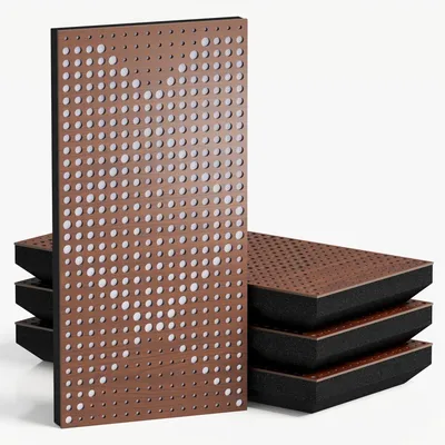 Zdjęcie produktu dla Zestaw 10 wąskich paneli akustycznych WILDS-F, obita welurem, wymiar 50x25 cm, kolor orzech/biały