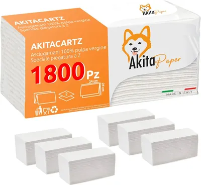 Immagine prodotto di 1800 Asciugamani Carta a Z AkitaINK - 12 Confezioni