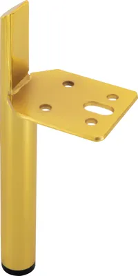 A single gold-colored furniture leg with a mounting plate.