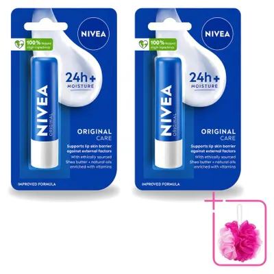 Imagen del producto de 2 bálsamos labiales Nivea Original - Paquete ahorro - 2 unidades