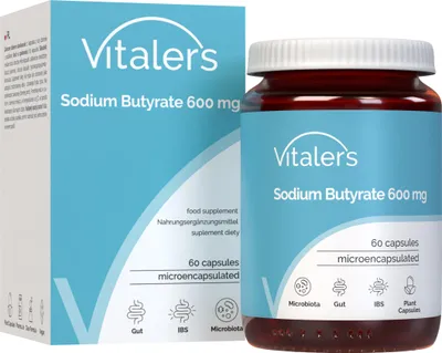 Immagine prodotto di Butirrato di sodio Vitaler - 60 capsule, vegano, integratore alimentare per 1 mese, senza conservanti, composizione pura