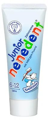 Produktbild von Zahnpasta für Kinder, Dentinox, Nenedent, Junior, mit Fluorid, zuckerfrei, gegen Karies, 6-12 Jahre, 75ml