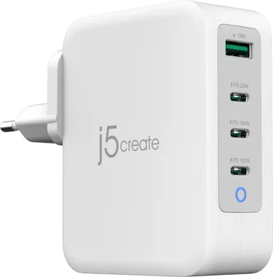 Image de j5create JUP43130E-EN - 130-Watt-GaN-USB-C®-Ladegerät mit 4 Anschlüssen - EU (JUP43130E-EN)