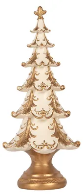 Obrázek produktu pro Dekorativní vánoční figurka od Clayre & Eef, vánoční stromeček, průměr 13 cm, výška 30 cm, bílá barva, plast