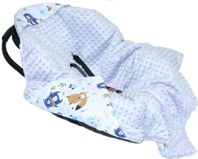 Produktbild von Baby Wende Einschlagdecke MINKY mit Kapuze 90x90 cm Babyschale Decke Zweiseitig 6. EI06