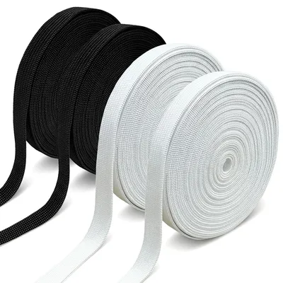 Elastisches Nähband, 4 Rollen, 10 mm x 5 m, schwarz/weiß