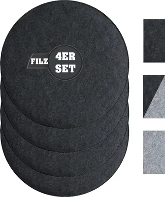 Produktbild von SILUK gemütliches Sitzkissen aus Filz Ø 36cm - Stuhlkissen - Komfortable Waschbare - 4er Set Grau I Schwarz für Bank Stuhl