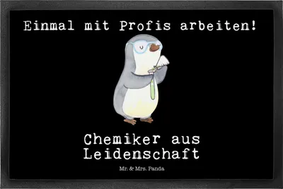 Produktbild von Mr. & Mrs. Panda fußmatte Chemiker Leidenschaft 50 x 75 cm - Schwarz - Geschenk, Chemielaborant, Schmutzmatte, Spruch, Schmutzfangmatte, Forschung, Studium, Gummimatte