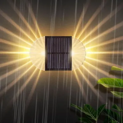 Immagine prodotto di BXROIU Luci solari di recinzione BXROIU-6 Luci solari bianche calde impermeabili da parete per la decorazione di illuminazione del giardino del patio 6 pezzi