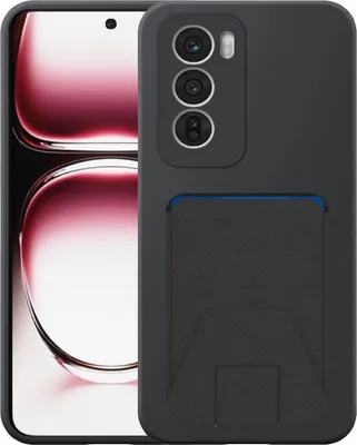 Produktbild von Geeignet für Oppo Reno 12 Phone Case mit verstellbarem Leder Kartenschlitz - Flexible Back Cover Case Silikon TPU mit verstellbarem Leder Kartenschlitz - Schwarz - Smartphonics