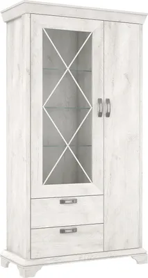 Produktbild von Furniture24 Vitrine links Kashmir KSMV723L Vitrinenschrank 113 x 210.3 x 48.3 cm - Pinie weiß
