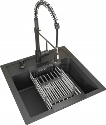 Produktbild von Franke Sirius Sid 610 Quarz Schwarz Spüle Spirale Retro Wasserhahn