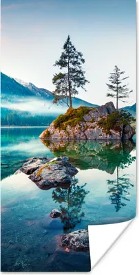 Produktbild von MuchoWow® Poster Berge - See - Bäume - Natur - Wasser 60x120 cm - Wandschmuck