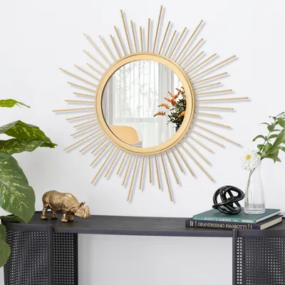 Productafbeelding van Omgoods - Gouden Sunburst Wandspiegel met IJzeren Frame