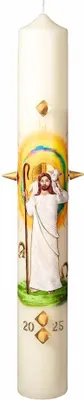 Produktbild von Osterkerze 60 x 8 cm mit 10% Bienenwachs mit aktueller Jahreszahl (Motiv #640)