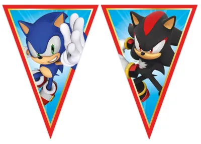 Produktbild von Banner Girlande Flaggen SONIC Hedgehog Sega Geburtstag 230cm