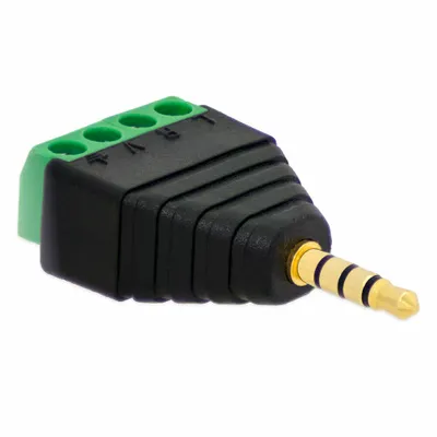 Produktbild von 1x Klinke Adapter Stecker 3,5mm >Terminal Block 4-Pin Schraub Klemmen Kabel Adapter