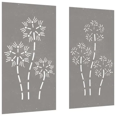 Produktbild von vidaXL 2-tlg. Garten-Wanddeko 105x55 cm Cortenstahl Blumen-Design