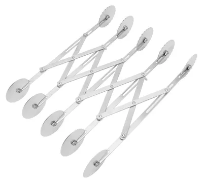 5-Rollen Pizzaschneider, ausziehbar, Edelstahl, Teigschneider, Backmesser