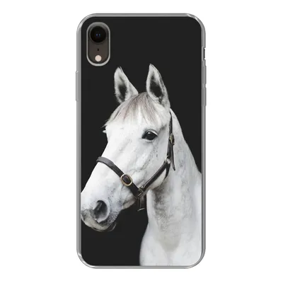 Produktbild von MuchoWow® Handyhülle Schutzhülle Hülle für iPhone XR Pferd - Halfter - Weiß Silikon Softcase Handy Hülle - Schutzdeckel