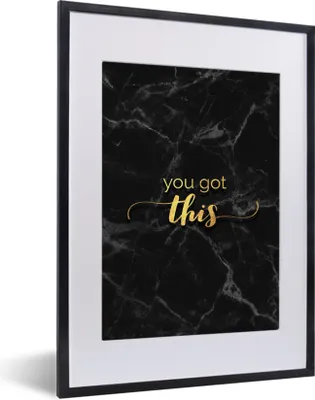 Produktbild von MuchoWow® Gerahmtes Poster Zitate - Motivation - Gold - Marmor 30x40 cm - Poster mit Schwarzem Bilderrahmen Wandposter Rahmen Foto Bilder - Wandposter Schlafzimmer
