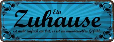 Produktbild von vianmo Blechschild 10x27 cm Zuhause ist wundervolles Gefühl Spruch Zitat